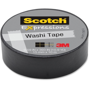 3M C314BLK Expressions Washi Tape, 59"x393", Black by Scotch