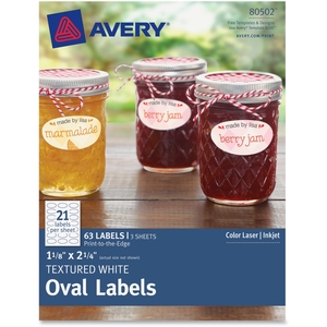 Textured Oval Labels 1-1/8"X2-1/4", 63/Pk, We by Avery