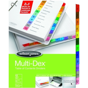 ACCO Brands Corporation W91203 Complete Index,12-Tab,Letter,3-HP,White Sheet,Multicolor by Wilson Jones