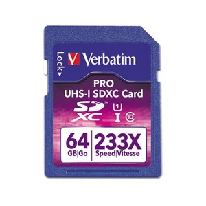 Premium/Video SDXC UHS-1 Memory Card, Class 10, 64GB by VERBATIM CORPORATION