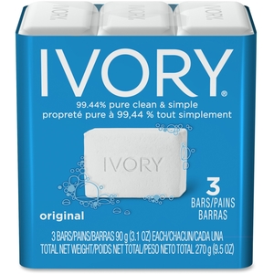 Procter & Gamble 12364PK Ivory Bar Soap, No Perfumes 3.1 oz Bars, 3/PK by P&G