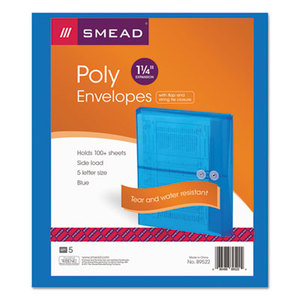 SMEAD MANUFACTURING COMPANY 89522 Poly String & Button Booklet Envelope, 9 3/4 x 11 5/8 x 1 1/4, Blue, 5/Pack by SMEAD MANUFACTURING CO.