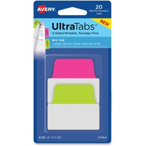 MooreCo, Inc 74764 Ultra Big Tabs, 2"X1-3/4", 20/Pk, Neon by Avery