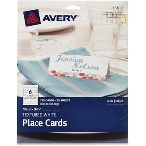 Avery 16109 Textured White Place Cards, 1-7/16"X3-3/4", 150/Pk, We by Avery