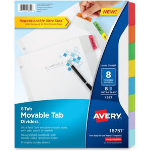 Avery 16751 Hvy-Weight Paper Dividers, 8-Tab, 12/St, Multi by Avery