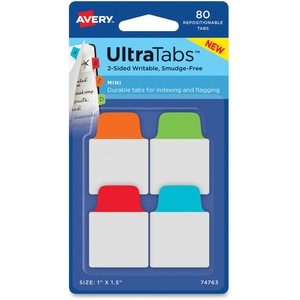 Avery 74763 Ultra Mini Tabs, 1"X1-1/2", 80/Pk, Passt by Avery