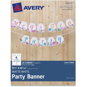 Avery 80507 Matte Party Banner 3-4/5"X4-5/16", 20/Pk, We by Avery