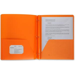 Business Source 20889 Portfolio,Poly,3 Prg,Orange by Business Source