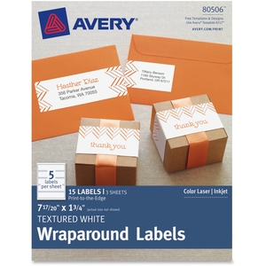 Avery 80506 Textured Wraparound Labels, 7/17/20"X1-3/4", 15/Pk, We by Avery