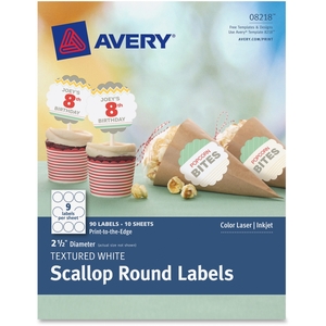 Avery 8218 Textured Scallop Round Labels, 2-1/2" D, 90/Pk, We by Avery