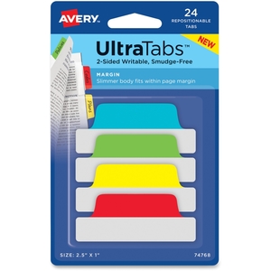 Avery 74768 Ultra Margin Tabs, 2-1/2"X1", 24/Pk, Passt by Avery