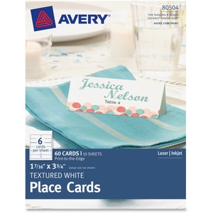 Avery 80504 Textured Place Cards, 1-7/16"X3-3/4", 60/Pk, We by Avery