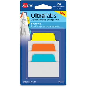 Avery 74772 Ultra Repositionable Tabs, 2"X1-1/2", 24/Pk, Passt by Avery