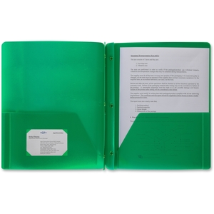 Business Source 20888 Portfolio,Poly,3 Prg,Green by Business Source