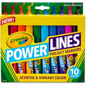 Crayola, LLC 588194 Power Lines Project Markers, Scented, 10/Bx, Ast by Crayola