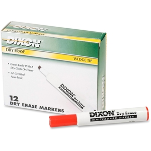 DIXON TICONDEROGA COMPANY 92101 Dry-Erase Markers, Wedge Tip, 12/Dz, Red by Ticonderoga