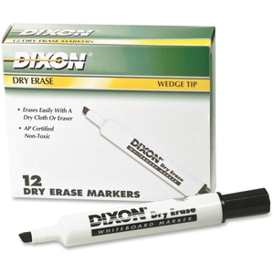 DIXON TICONDEROGA COMPANY 92107 Dry-Erase Markers, Wedge Tip, 12/Dz, Black by Ticonderoga