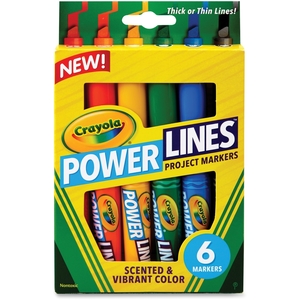 Crayola, LLC 588195 Power Lines Project Markers, Scented, 6/Bx, Ast by Crayola