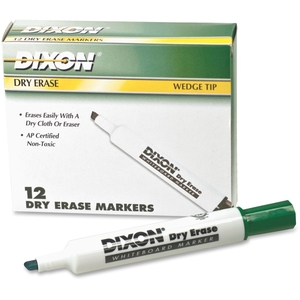 DIXON TICONDEROGA COMPANY 92104 Dry-Erase Markers, Wedge Tip, 12/Dz, Green by Ticonderoga