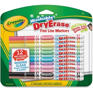 Crayola, LLC 985912 Washable Dry-Erase Fine Line Markers, 12/Bx, Ast by Crayola