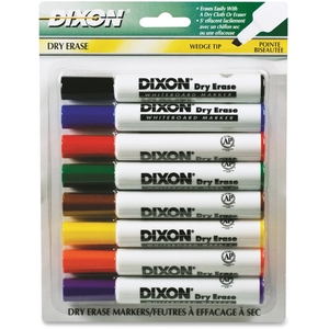 DIXON TICONDEROGA COMPANY 92180 Dry-Erase Markers, Wedge Tip, 4/PK, Ast by Dixon