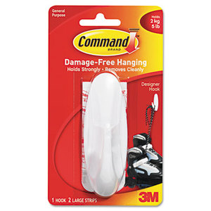 3M 17083 General Purpose Hooks, Large, 5lb Cap, Plastic, White, 1 Hook & 2 Strips/Pack by 3M/COMMERCIAL TAPE DIV.