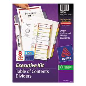 Avery 11276 Ready Index Customizable Executive Table of Contents, Asst Dividers, 8-Tab, Ltr by AVERY-DENNISON