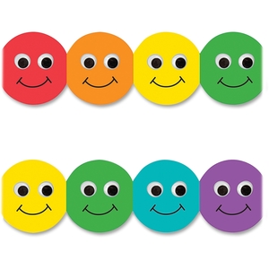 Dominion Blueline, Inc 33610 Border Strips, Smiley Face, 3'X36", 12/Pk, Ast by Hygloss