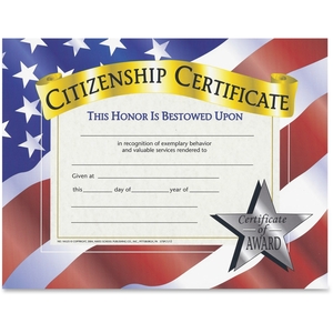 Citizenship Certificate, 8-1/2"X11", 10/Pk, Ast by Flipside