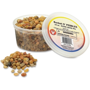 Hygloss Products, Inc 47162 Bucket-O-Pebbles, 1Lb, River Gems/Natural by Hygloss