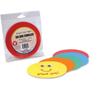 Hygloss Products, Inc 5052 Big Paper Circles, 5", 144/Pk, Ast by Hygloss