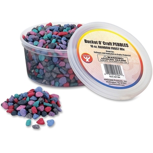 Hygloss Products, Inc 47164 Bucket-O-Pebbles, 1Lb, Rainbow Fores/Natural by Hygloss