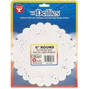 Hygloss Products, Inc 10061 Paper Lace Dollies, 6" Round, 100/Pk, White by Hygloss