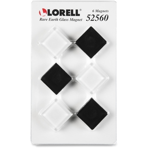 Rare Earth Glass Magnets, 24/Pk, Black/White by Lorell