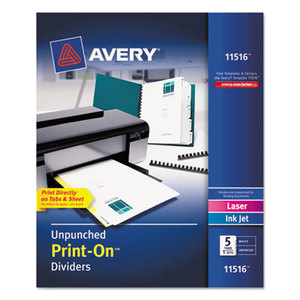 Avery 11516 Customizable Print-On Dividers, 5-Tab, Letter, 5 Sets by AVERY-DENNISON