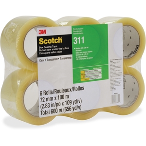 3M 31172X100CL Scotch Box Sealing Tape 311, 24Rl/Ct, Clear by Scotch