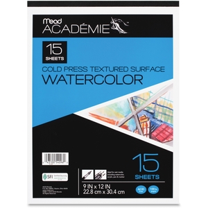 ACCO Brands Corporation 54096 Watercolor Textured Surface Pad, 9"X12", 15 Shts, White by Mead