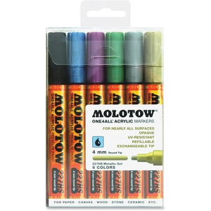 MOLOTOW 200198 Acrylic Markers, 4Mm, 6/St, Ast by MOLOTOW