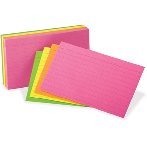 Tops Products 81300 Ruled Index Cards, 3"X5", 30/Pk, Neon/Ast by Oxford