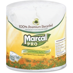 Marcal Manufacturing, LLC 3001 100% Premium Recycled Bath Tissues in White by Marcal Pro