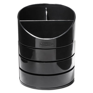 RUBBERMAID COMMERCIAL PROD. 14095ROS Small Storage Divided Pencil Cup, Plastic, 4 1/2 dia. x 5 11/16, Black by RUBBERMAID