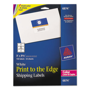 Avery 6874 Color Printing Mailing Labels, 3 x 3 3/4, White, 150/Pack by AVERY-DENNISON