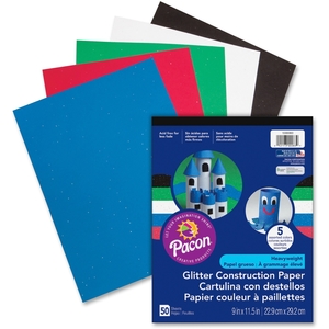 PACON CORPORATION 1000083 Glitter Cons Paper Pad, 9"X11-1/2", 50Shts/Pk, Ast by Pacon