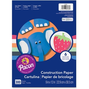 PACON CORPORATION 6536 Lightweight Construction Paper, 9"X12", 300Sh/Pk, Ast by Pacon