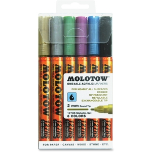 MOLOTOW 200197 Acrylic Markers, 2Mm, 6/St, Ast by MOLOTOW