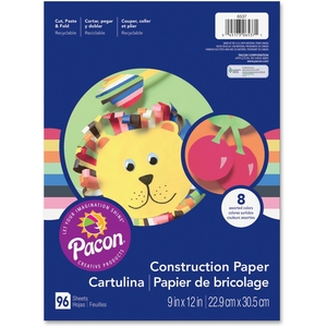 PACON CORPORATION 6537 Lightweight Construction Paper, 9"X12", 96Sh/Pk, Ast by Pacon