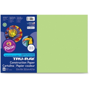 PACON CORPORATION 103037 Construction Paper, 76Lb., 12"X18", 50/Pk, Chartreuse by Tru-Ray