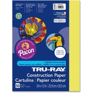 PACON CORPORATION 103402 Construction Paper, 76Lb, 9"X12", 50/Pk, Lovely Lemon by Tru-Ray