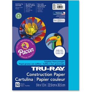 PACON CORPORATION 103400 Construction Paper, 76Lb, 9"X12", 50/Pk, Atomic Blue by Tru-Ray