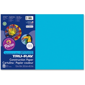 PACON CORPORATION 103401 Construction Paper, 76Lb, 12"X18", 50/Pk, Atomic Blue by Tru-Ray